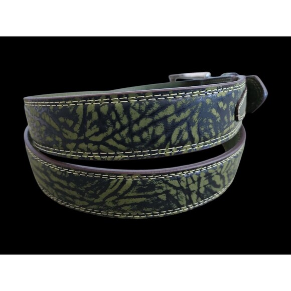 Twisted X Western Cowboy Ranger Leather Belt Green Rugged Texture Size 46 - Picture 3 of 5